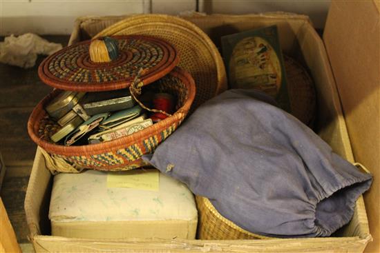 Baskets of sewing items